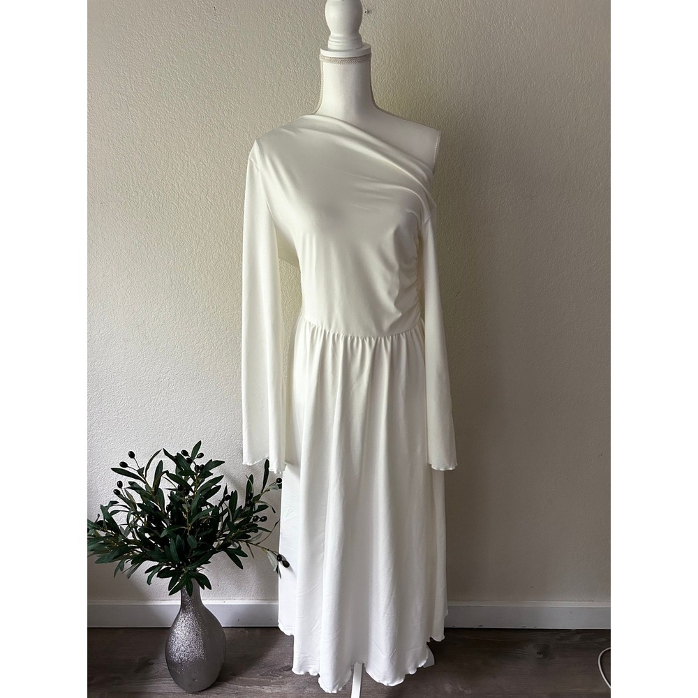 City Hall Afterparty | Ivory One Shoulder Midi Dress | SHEIN